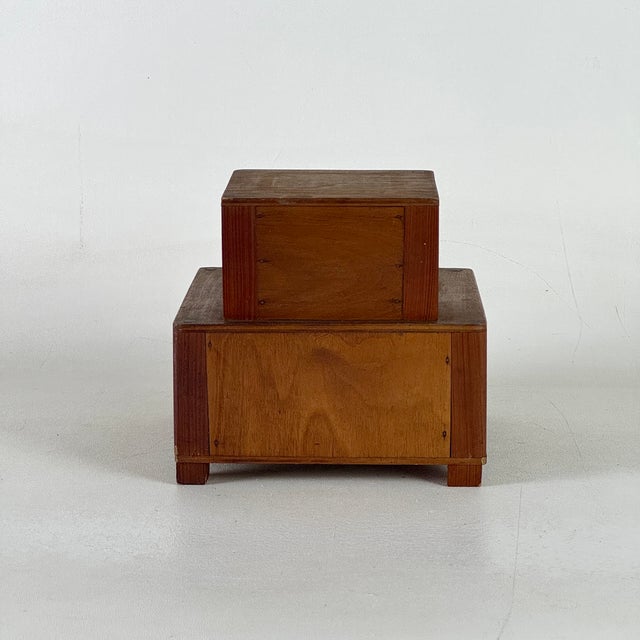 A Diminutive Art Deco Period Wood Double Level Drawer Cabinet for Nicknacks For Sale - Image 4 of 8