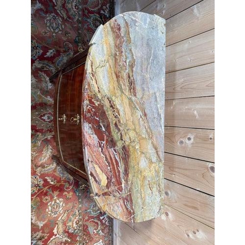 Louis XVI Style Mahogany Half-Moon Commode For Sale - Image 5 of 11