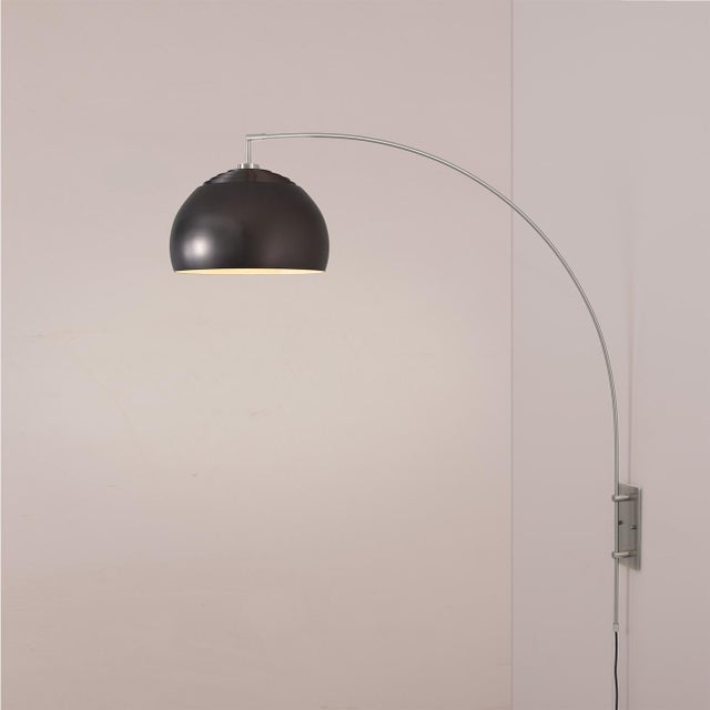 Mid-Century Modern Morelli 1960s Half Dome Black Nickel by Nova of California - Modern Design, White Steel Shade For Sale - Image 3 of 7