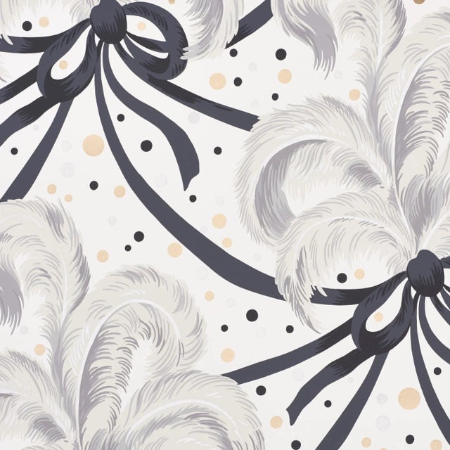 Contemporary Schumacher X Paul Poiret Plumes Et Rubans Wallpaper in Champagne For Sale - Image 3 of 3