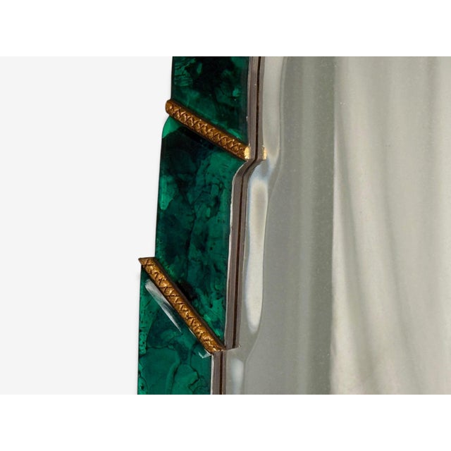 Art Deco Style, Green Antiqued Beveled Glass, Venetian Wall Mirrors, 21st C. For Sale In New York - Image 6 of 9