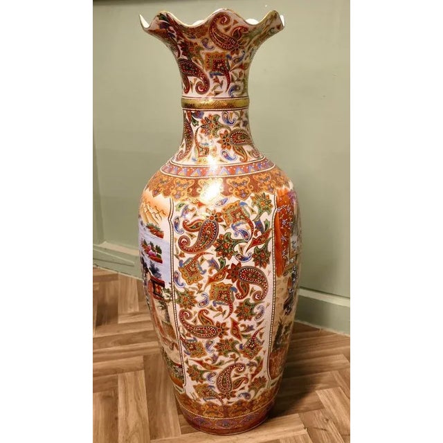 A Very Tall Oriental Ceramic Satsuma Vase This is a superb statement piece, the vase is 3ft 6” tall and has traditional...