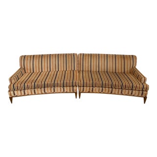 Mid 20th Century Two Piece Curved Modernist Sofa Sectional Attr. To Robsjohn Gibbings For Sale