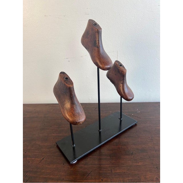 1900 - 1909 Set of Vintage Shoe Forms Mounted on Iron Base For Sale - Image 5 of 9