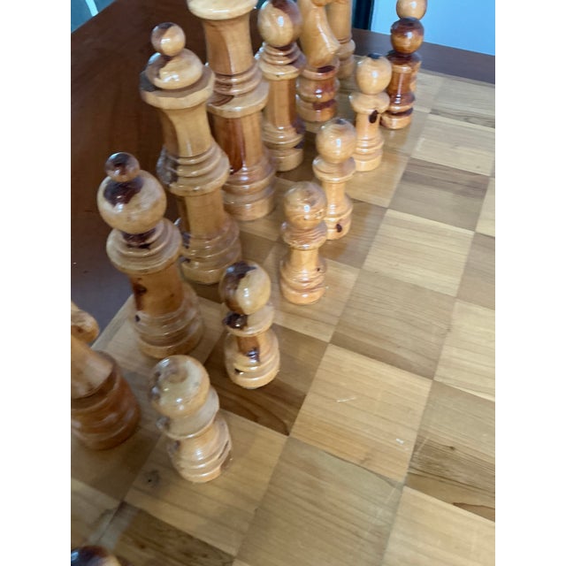 Late 20th Century Vintage Boho Monumental Carved Wood Chess Board For Sale - Image 5 of 12