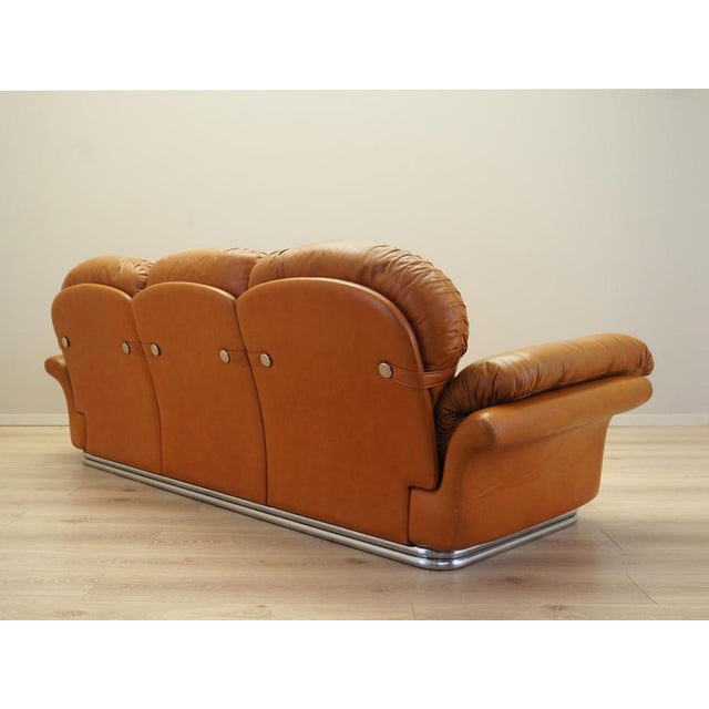 Space Age Orange Leather Sofa, Italy, 1960s For Sale - Image 6 of 18