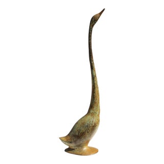 Vintage 30" Bronze Swan Sculpture For Sale