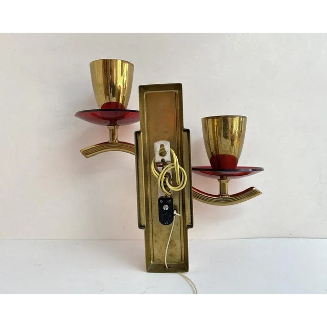 Vintage Wall Sconces in Gilt Brass with Acrylic Glass Elements, Germany, 1979, Set of 2 For Sale - Image 4 of 8