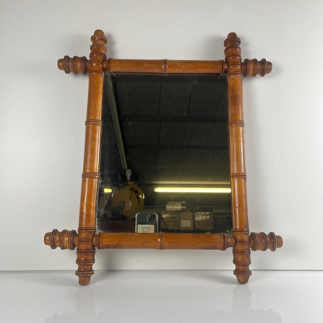 Bamboo-Style Turned Wood Mirror, 1900-1930 For Sale - Image 9 of 14