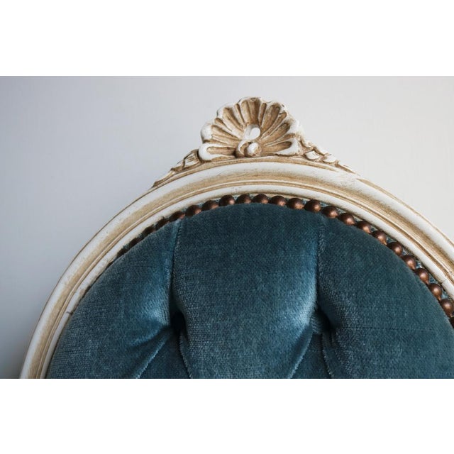 Wooden Chairs in Blue Velvet, Italy, 1960, Set of 12 For Sale - Image 5 of 13