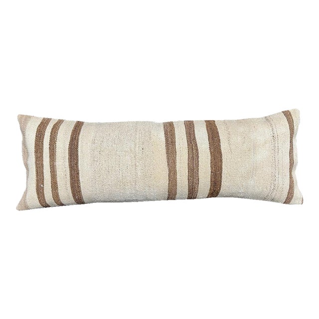 Turkish Hemp Pillow Cushion Natural Beige Brown Cushion Cover 14x40 For Sale