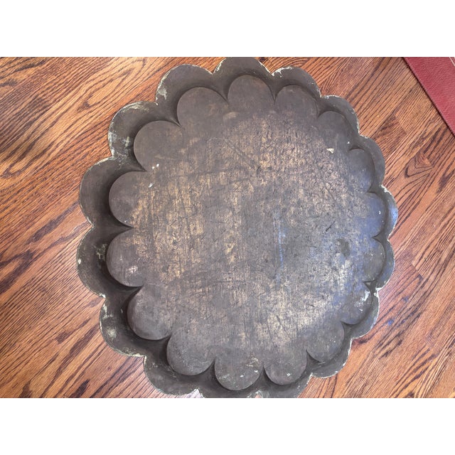 Large Hand Engraved Indian Tray With Scalloped Edge 27.5" For Sale - Image 4 of 6