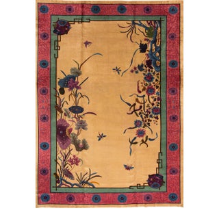 Large Antique Chinese Nichols Wool Rug 11 Ft 8 in X 17 Ft 4 In. For Sale