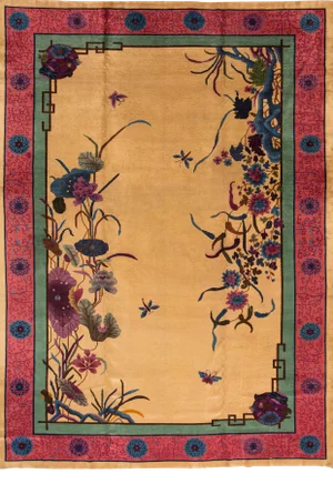 Large Antique Chinese Nichols Wool Rug 11 Ft 8 in X 17 Ft 4 In.