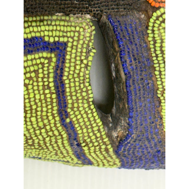 Handcrafted African Glass Beaded Carved Wood Mask For Sale In San Francisco - Image 6 of 12