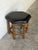 Wood Black Leather Oak Ottoman With Nailhead Trim Spindle Legs Vintage Mid-Century Modern 1970s For Sale - Image 7 of 10