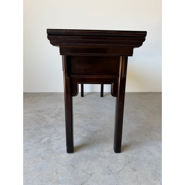 Vintage Century Furniture Chinoiserie Black Lacquered Ebonized Console Sofa Table For Sale - Image 9 of 12
