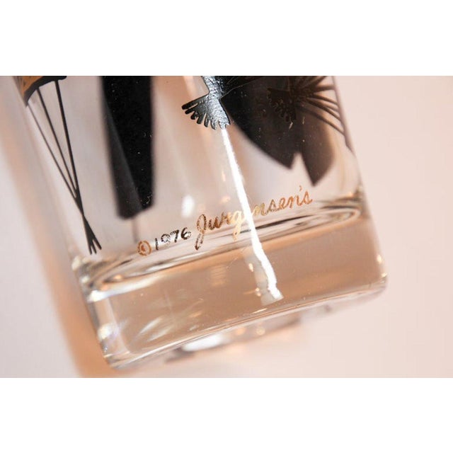 Late 20th Century Set of Six Jules Jurgensen Black & Gold Highball Glasses in Faux Bamboo Carrier For Sale - Image 5 of 18