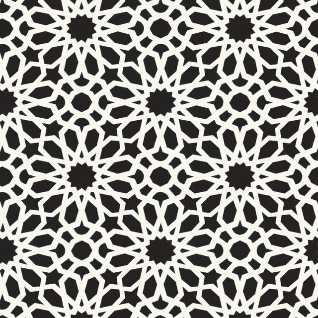 Contemporary Sample - Schumacher X Martyn Lawrence Bullard Agadir Screen Wallpaper in Noir For Sale - Image 3 of 3