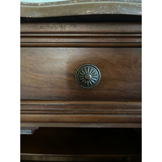 French Provincial Style Buffet Sideboard — Carved Door Panels, Ornate Brass Pulls, Silverware Drawer For Sale In Houston - Image 6 of 15