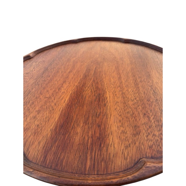 1970s Walnut Pie Crust Side Table Georgian Style Tripod Pedestal For Sale - Image 14 of 18