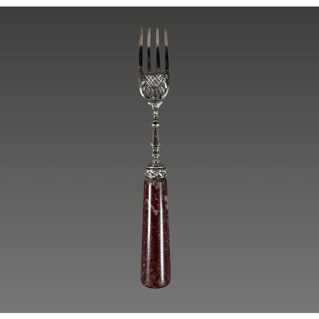 Antique Silver and Porphyry Fork, 1500s For Sale - Image 4 of 6