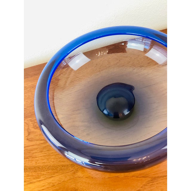 Vintage Mid-Century Modern Blue Holmegaard Glass Bowl For Sale - Image 10 of 11