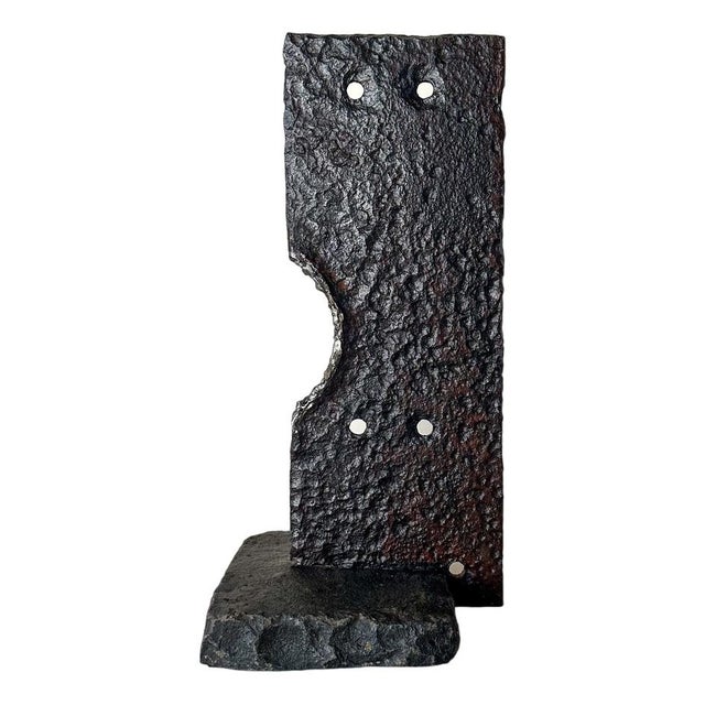Brutalist Iron & Stone Sculpture For Sale - Image 6 of 6