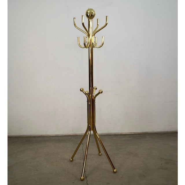1980s 1980’s Hollywood Regency Brass Free Standing Coat Rack For Sale - Image 5 of 12