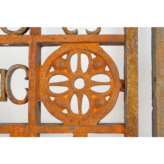 Metal Antique Victorian Wrought Iron Double Gates 57 X 95.875 In. For Sale - Image 7 of 9