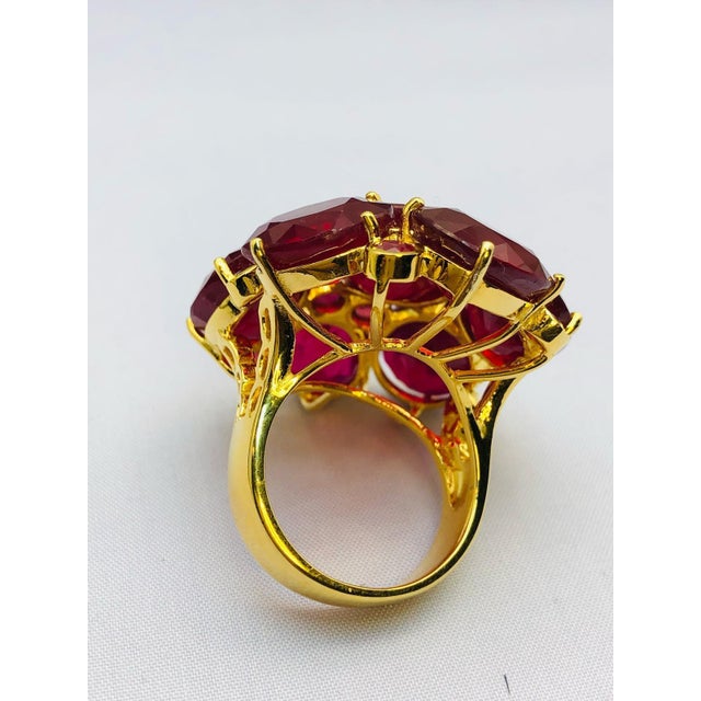 Bochic “Orient” Vintage Ruby Cocktail Ring Set In 18K Gold & Silver with Certifi For Sale - Image 10 of 15