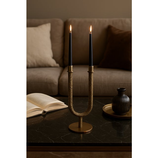 Not Yet Made - Made To Order Italian Two-Arm Vega Candleholder in Cast Solid Brass For Sale - Image 5 of 6