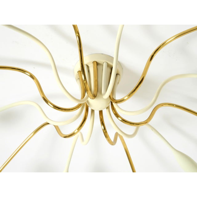 Large Mid-Century Modern Brass Sputnik Ceiling Lamp with 12 Arms, 1950s For Sale - Image 14 of 18