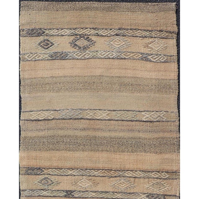 Textile Vintage Turkish Kilim Runner With Earthy Tones and Intricate Geometric Designs 2'6 X 6'8 For Sale - Image 7 of 10