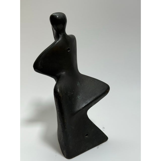 Mid 20th Century Modernist Bronze Figural Sculpture 9.5” Tall For Sale - Image 4 of 9