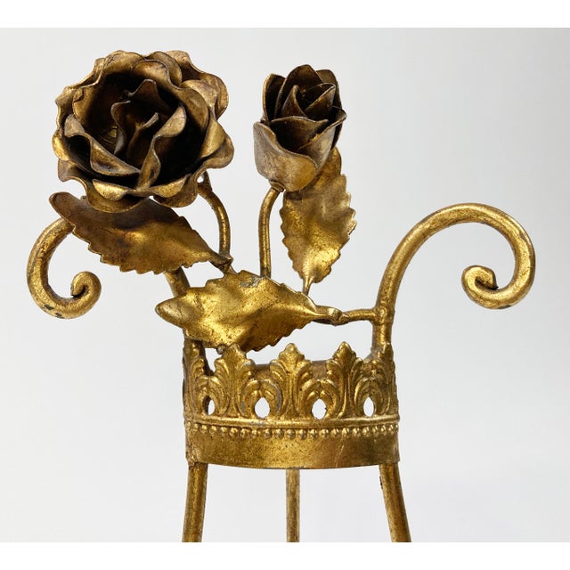 Vintage Italian Rosette Tole Gilt Table Easel For Sale In Kansas City - Image 6 of 7