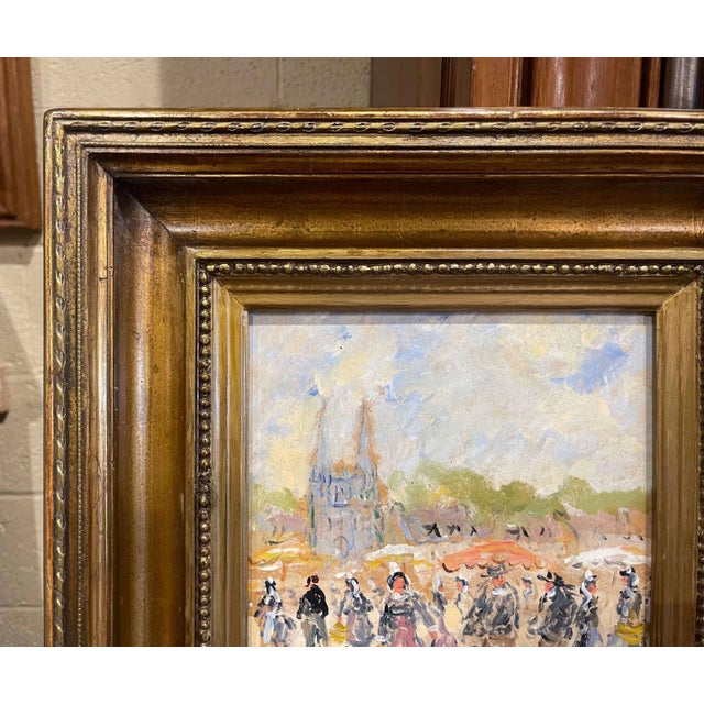 Mid-Century French Framed "Marche Breton a Quimper" Painting Signed Fanch Lel For Sale In Dallas - Image 6 of 11