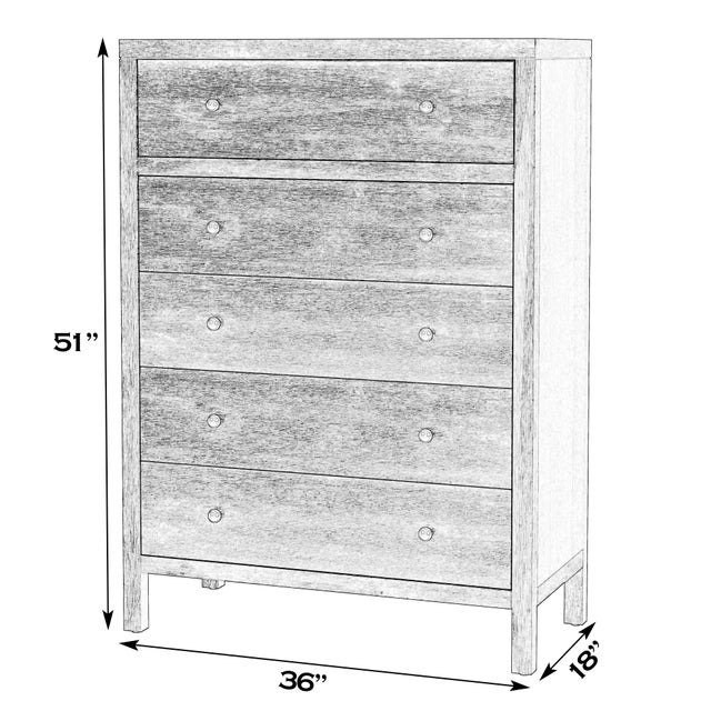 Transitional Nora 36 in. W Rectangular Wood 5 Drawer Tall Dresser, Antique Taupe For Sale - Image 3 of 8