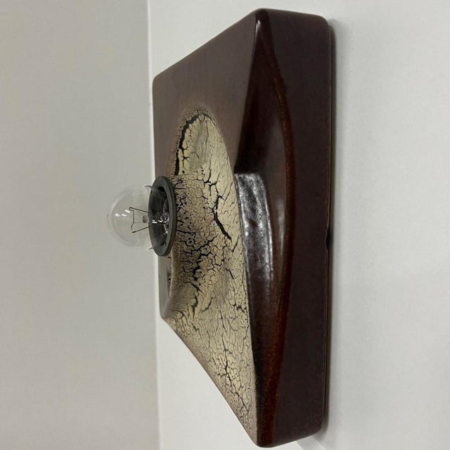 German Brown Square Ceramic Wall Light by Hustadt Keramik, 1970 For Sale - Image 9 of 18