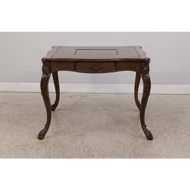 Traditional Hooker Leather Top Games Table & 4 Chair Gaming Set For Sale - Image 3 of 18