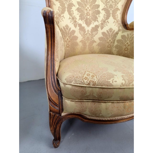 Brown Rococo Style Wingback Armchairs, 1920s, Set of 2 For Sale - Image 8 of 17