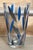 Metal Circa 1985 Italian Modernist Nanae Umeda With Egizia by Sottsass Associati Blue, Silver, Colorless Vase For Sale - Image 7 of 12
