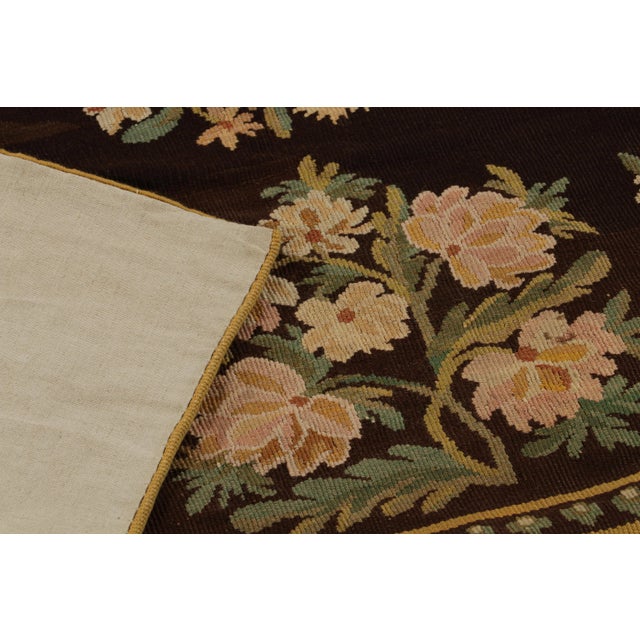 Textile Mid 18th Century Antique Bessarabian Kilim Rug in Brown With Floral Patterns From Rug & Kilim For Sale - Image 7 of 7