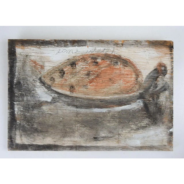 Abstract Folk Art Abstract Painting on Wood For Sale - Image 3 of 3