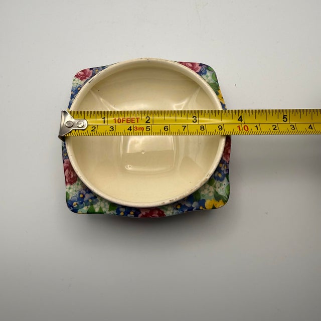 1940s Royal Winton Julia Chintz Trinket Dish 3.75” Floral Jewelry Pin Dish England For Sale - Image 5 of 9