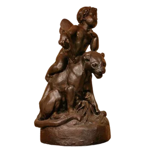 Antoine Durenne (1822-1895), Amor Seated on a Panther, Late 19th Century, Cast Iron
