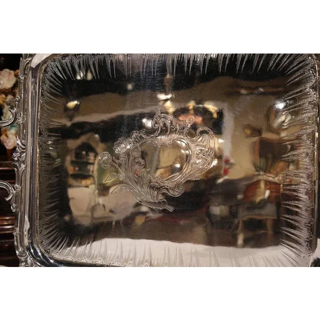 Late 19th Century 19th Century French Christofle Silver Plated Repoussé Serving Tray For Sale - Image 5 of 9