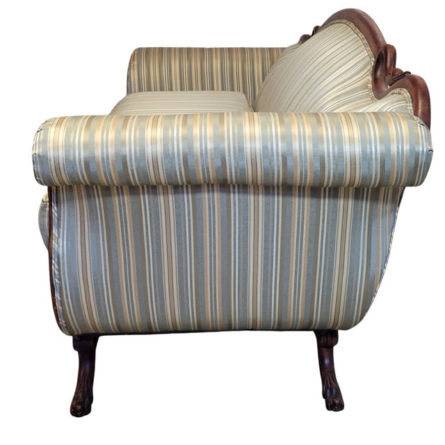 Wood Antique American Classical Empire Revival Mahogany Swan-Neck Sofa With Paw Feet For Sale - Image 7 of 10