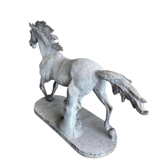 Mid-Century Vintage Cast Iron Garden Horse Statue For Sale - Image 4 of 12