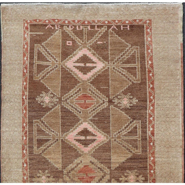 Tribal Hand Knotted Colorful Turkish Kars With Tribal Designs and Geometric Motifs 4'4 X 9'9 For Sale - Image 3 of 12